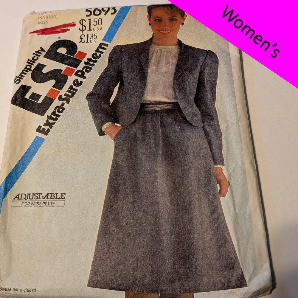Simplicity 5693 ESP lined jacket & skirt sewing pattern